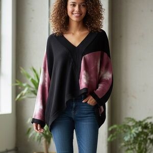 Cynthia Ashby Tie Dye Boxy Oversized Sweater Lagenlook One Size